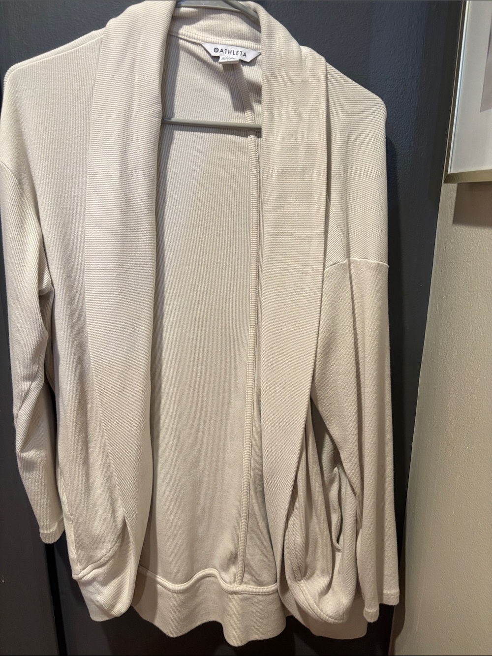 Athleta Neutral Open-Front Draped Cardigan - Cream